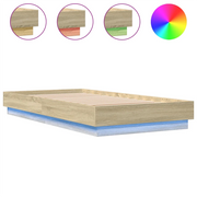 Letto singolo | Letto per adulti | Giroletto con LED Rovere Sonoma 90x190 cm