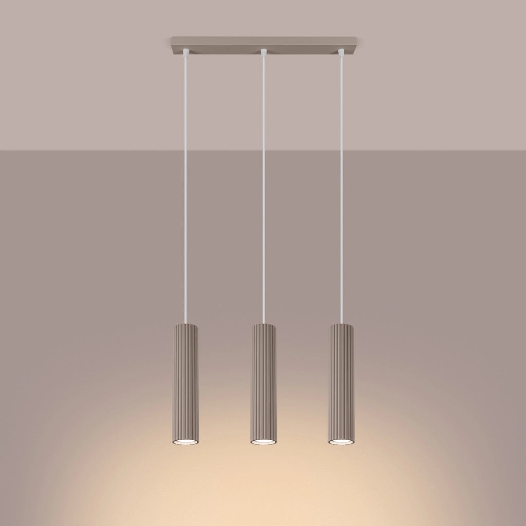 Lampada a sospensione GRAVIO 3 luci GU10 taupe/bianco