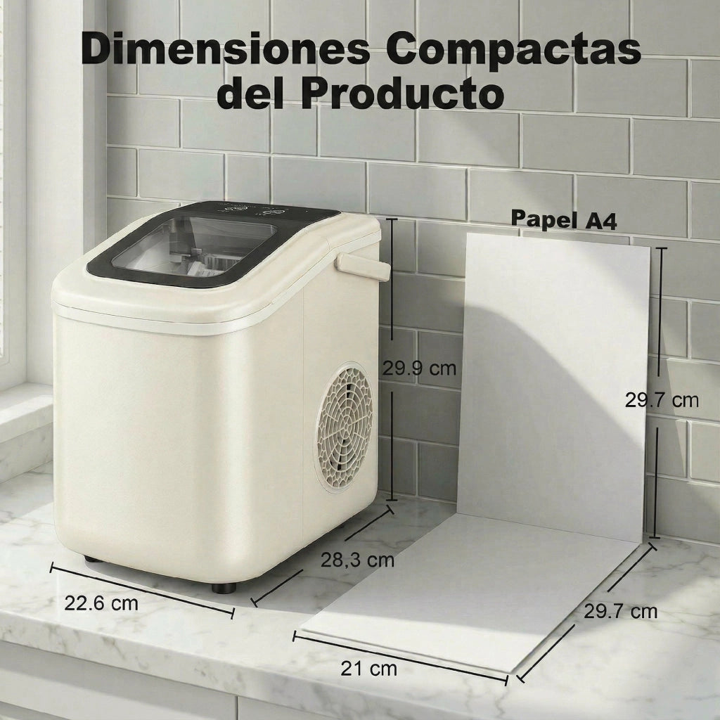 Macchina del ghiaccio 12 kg/24h 9 cubetti in 7 minuti ¨C zephmum ¨C beige 1.2L
