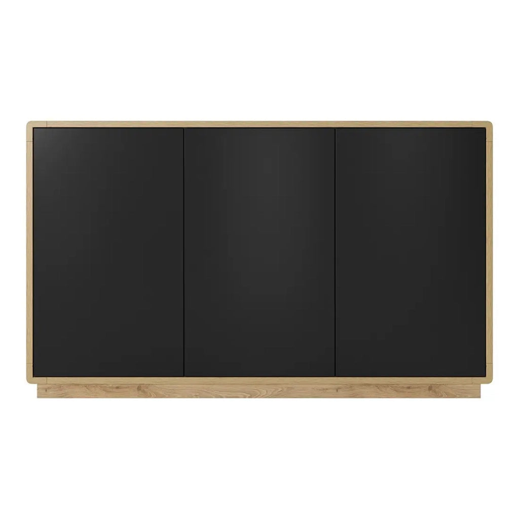 Buffet a 3 porte collezione VILLA. Colore quercia e nero opaco.