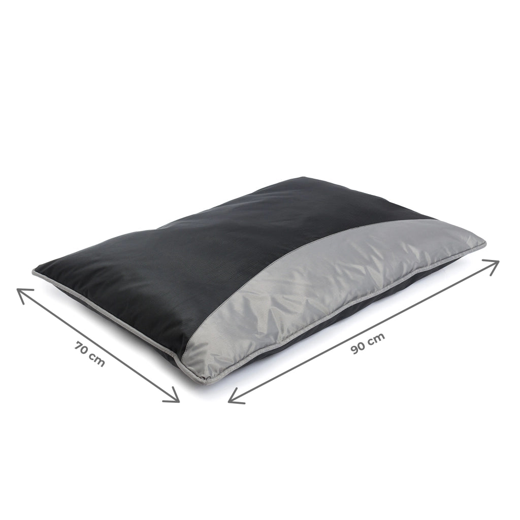 Cuscino Cuccia per Cani e Gatti 90x70 cm da Interno ed Esterno, Materasso Imbottito Sfoderabile, Tessuto Resistente e Facile da Pulire, Nero/Grigio