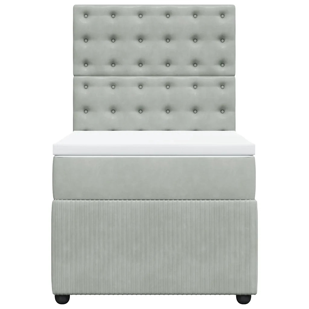 Giroletto a Molle con Materasso Grigio Chiaro 90x190 cm Velluto