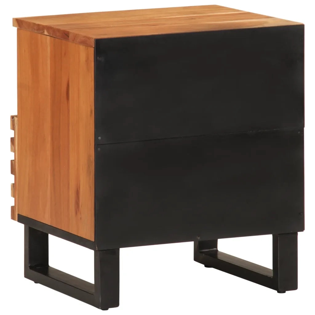 Comodino | Armadio da Notte | Mobiletto da notte 40x34x46 cm in Legno Massello di Acacia