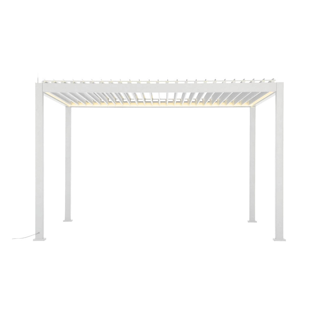 Pergola bioclimatica elettrica 3x4m in alluminio con illuminazione a
