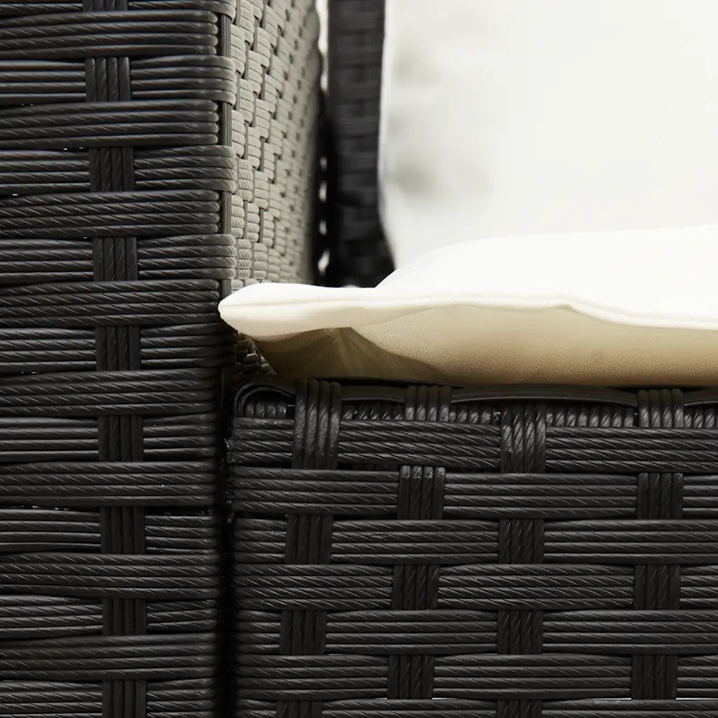 Set Divani da Giardino 4 pz con Cuscini Forma L Polyrattan Nero