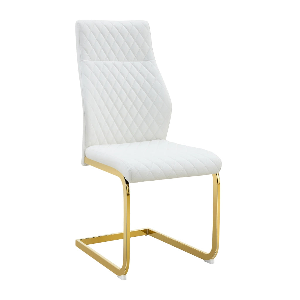 Sedie da Pranzo Set 2 Pezzi ¨C MINIMAL ¨C Velluto Bianco, Schienale Alto, Gambe in Metallo Oro