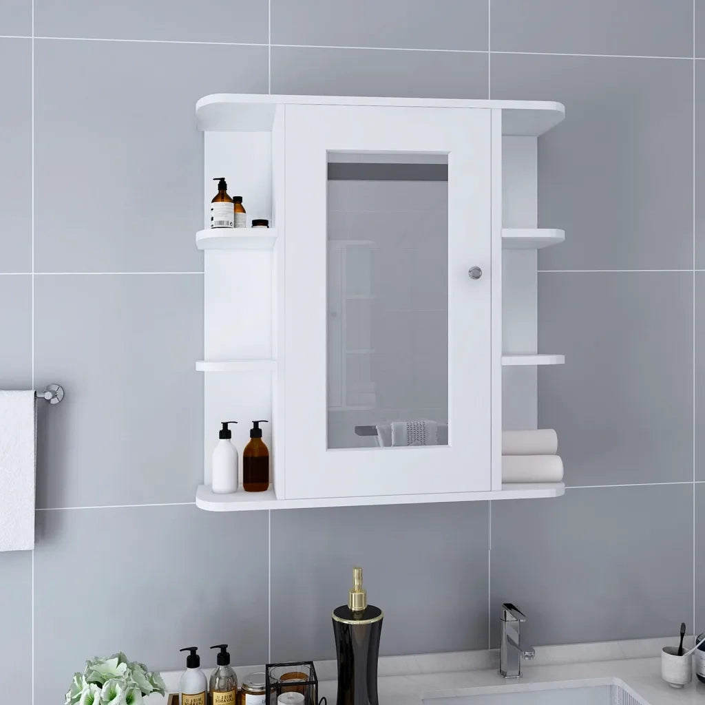 Armadietto a Specchio | Armadio da bagno Bianco 66x17x63 cm in MDF