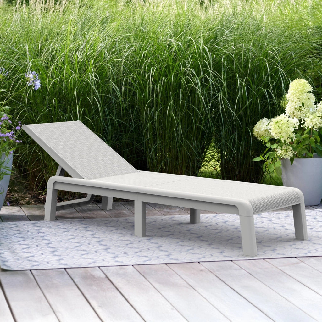 Lettino prendisole Shawinigan, Sdraio da giardino, Letto pieghevole outdoor, Sedia reclinabile, 188x58 h29 cm, Bianco