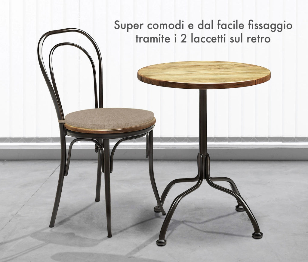 Cuscini Rotondi Per Sedie Cucina Imbottiti Sfoderabili Con Cerniera Cuscino Rotondo Ø 40 Cm Sedia Tavolo Lavabile In Lavatrice Con Lacci Per Fissaggio Prodotto Italiano Comodi 4 Pezzi - Tortora