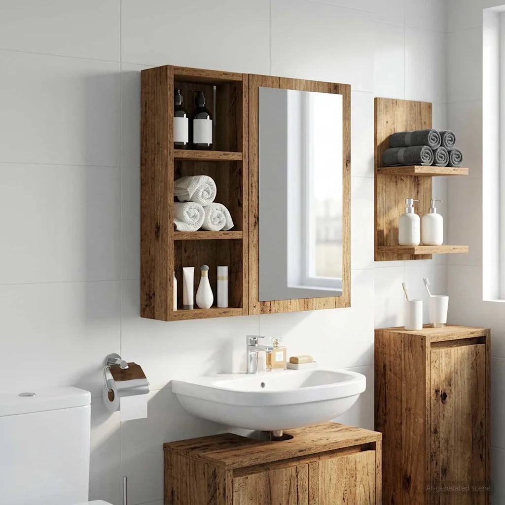 Armadio da Bagno | Mobile da Bagno a muro Legno vecchio 20 x 10 x 50 cm