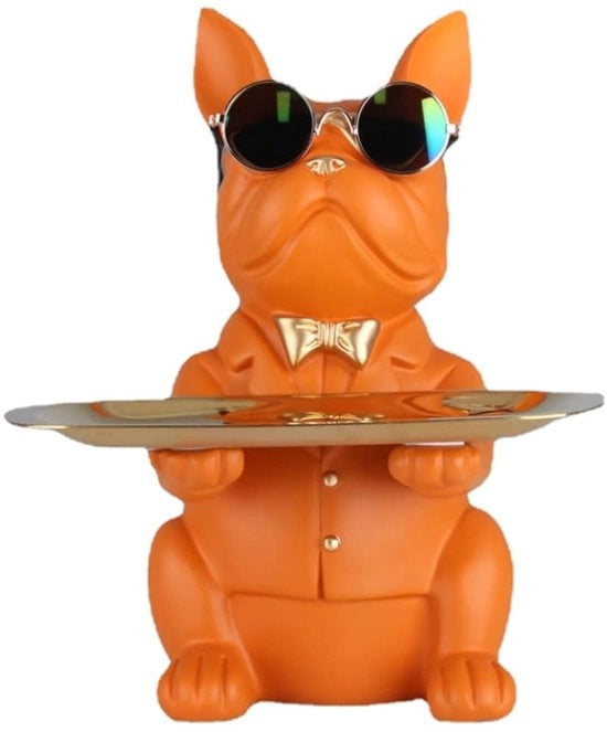 Statua di cane multifunzionale - decorazione per amici cani - arancione - cera - ripostiglio creativo