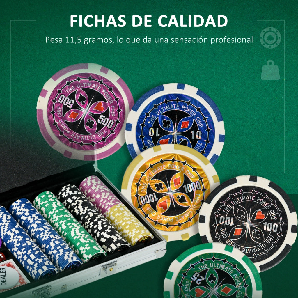 Set da poker con 500 fiches 2 mazzi di carte dadi tappeto e bottone del crupier ¨C zephmum ¨C con valigetta