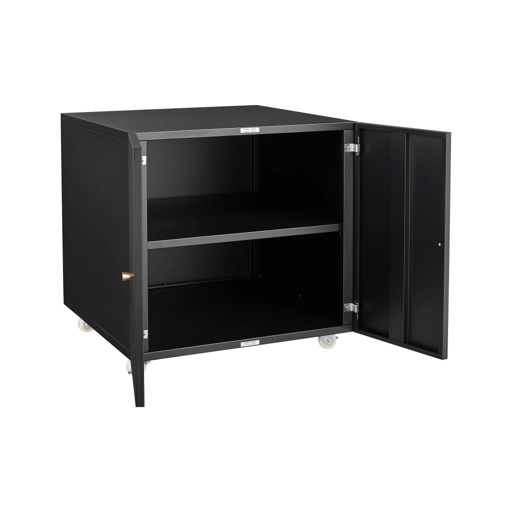 Scrivania con Ruote e Ripiani Regolabili ¨C MINIMAL ¨C Nero, Metallo, Mobile da Ufficio