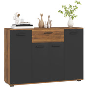 Credenza con 4 ante, cassetti e ripiani regolabili ¨C zephmum ¨C marrone e nero 120x35x85