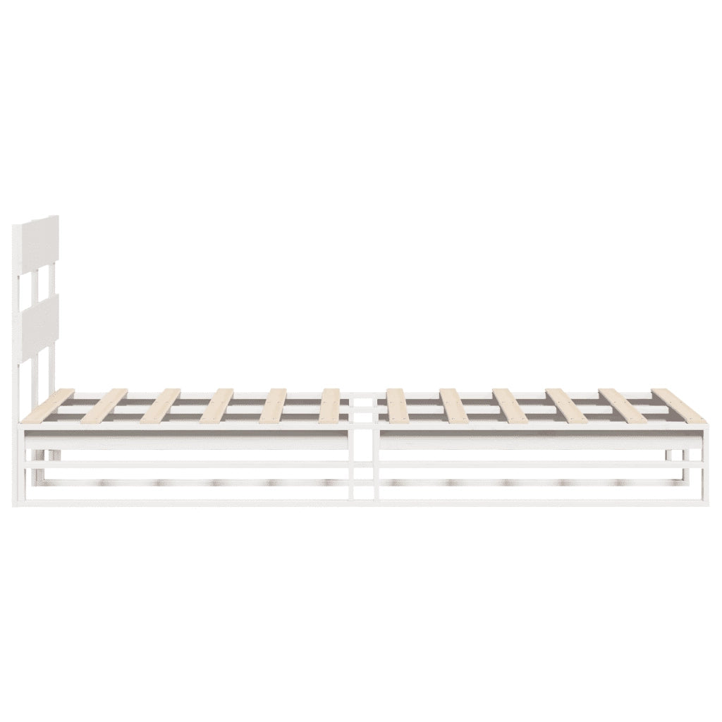 Letto senza Materasso Bianco 75x190 in Legno Massello di Pino