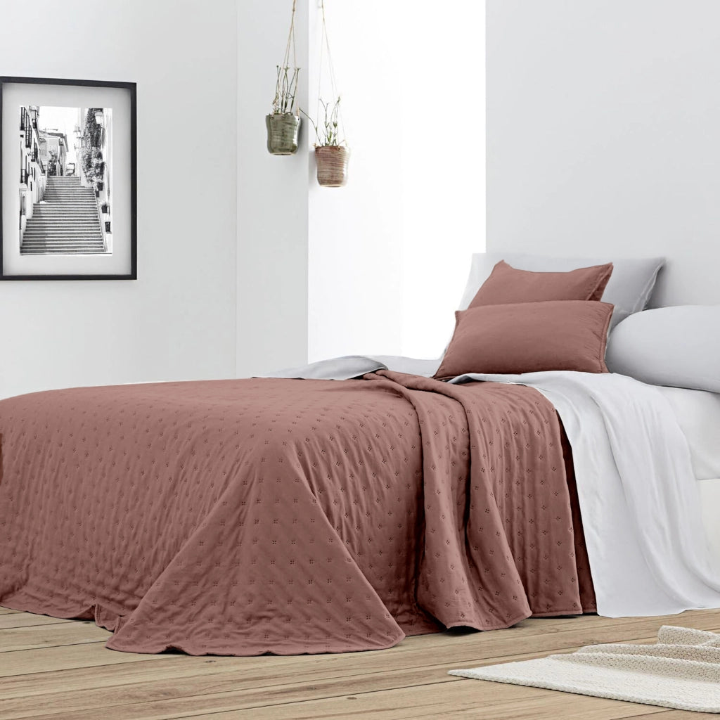 Trapuntino Matrimoniale In Velluto Morbido Primaverile Copriletto Trapunta Leggera Coperta Estiva Elegante Due Piazze Prodotto Italiano Matrimoniale - Cipria