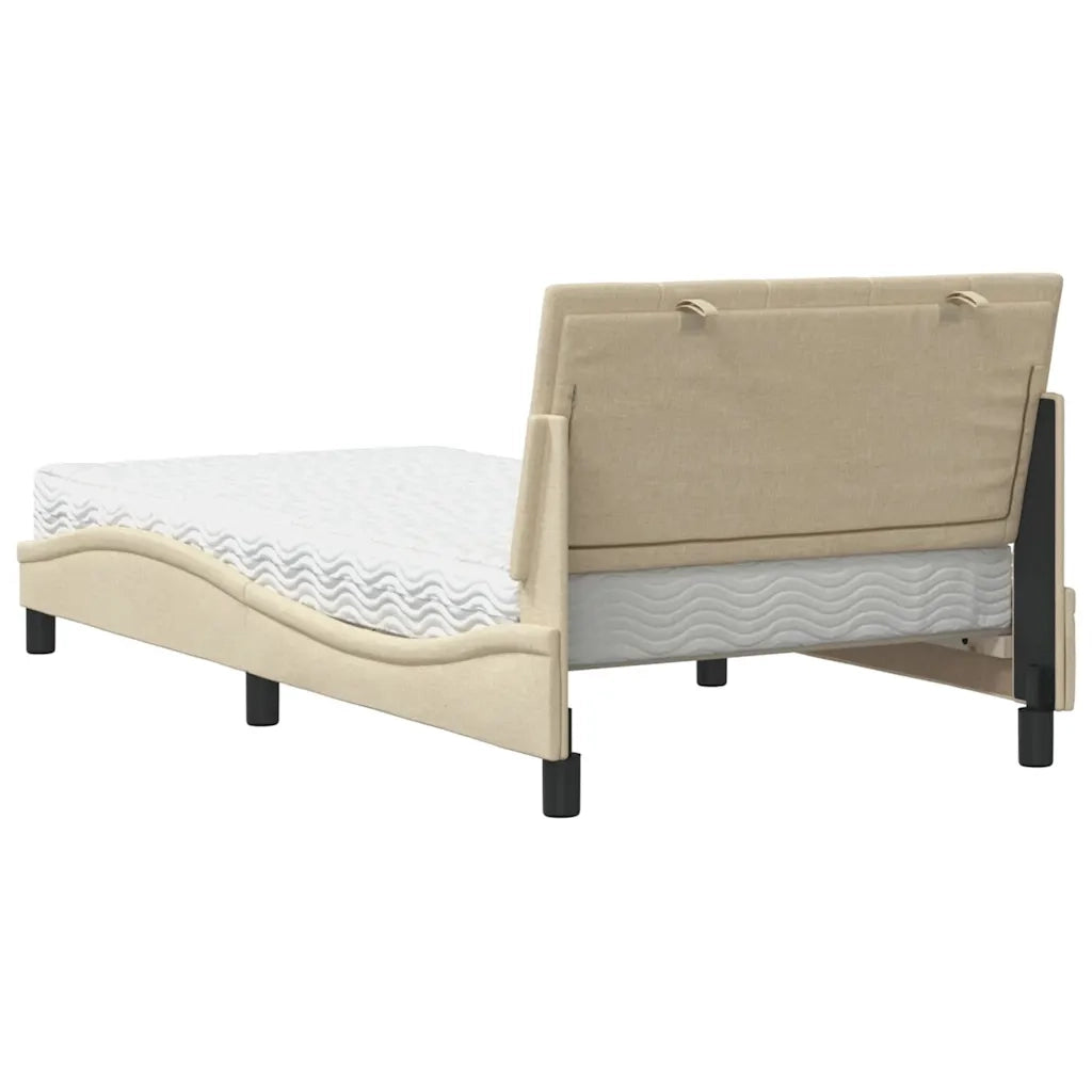Letto con Materasso Hanko Crema 100x200 cm in Tessuto