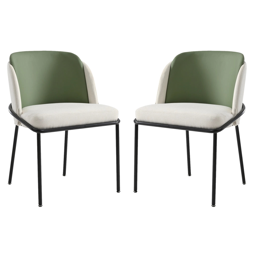 2 Sedie moderne con gambe inclinate regolabili - Zephmum- Ideali per soggiorno, ufficio, sala da pranzo (Beige+Verde)