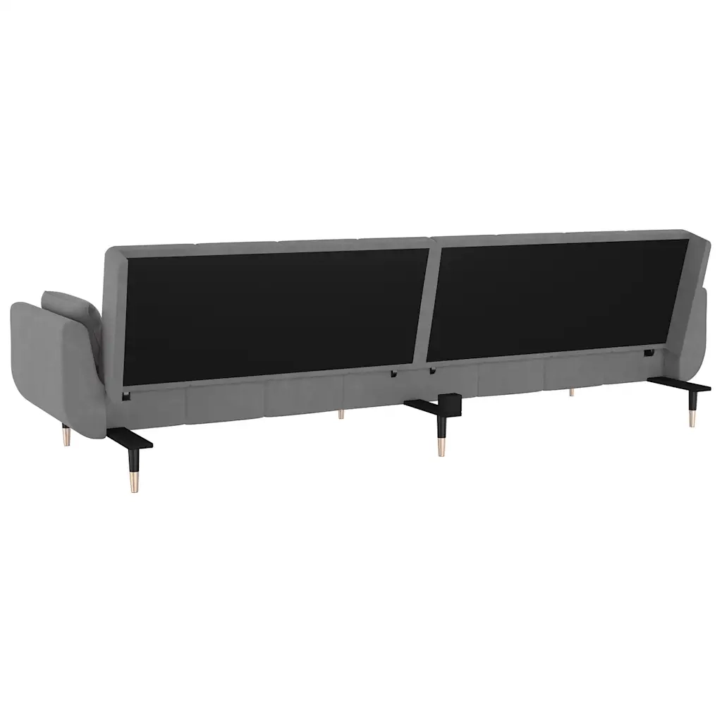 Divano Letto a 2 Posti con 2 Cuscini Grigio Chiaro in Velluto 337582