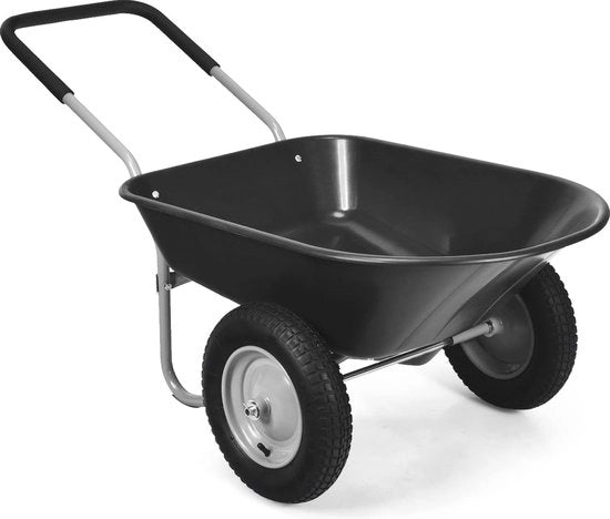 Carrello da giardino con 2 ruote - 75L con capacità di carico 100 kg e struttura in metallo