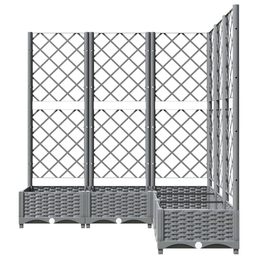 Fioriera rialzata per piante fiori e terrazze con traliccio di colore chiaro 120 x 120 x 121,5 cm PP grigio 02_0038340
