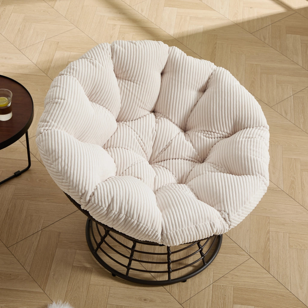 POLTRONA Girevole 92 cm in acciaio e PE rattan Bianca