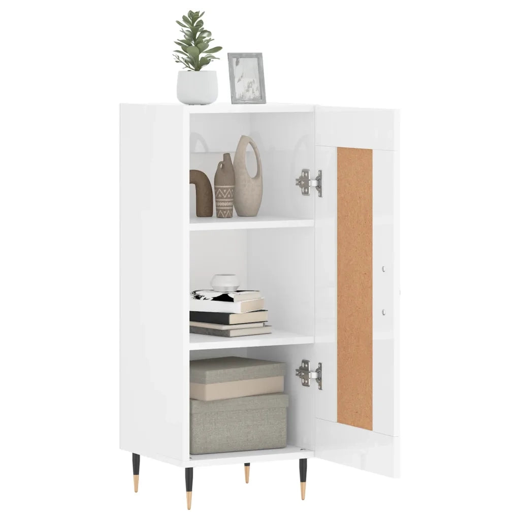 Credenza Bianco Lucido 34,5x34x90 cm in Legno Multistrato 830422