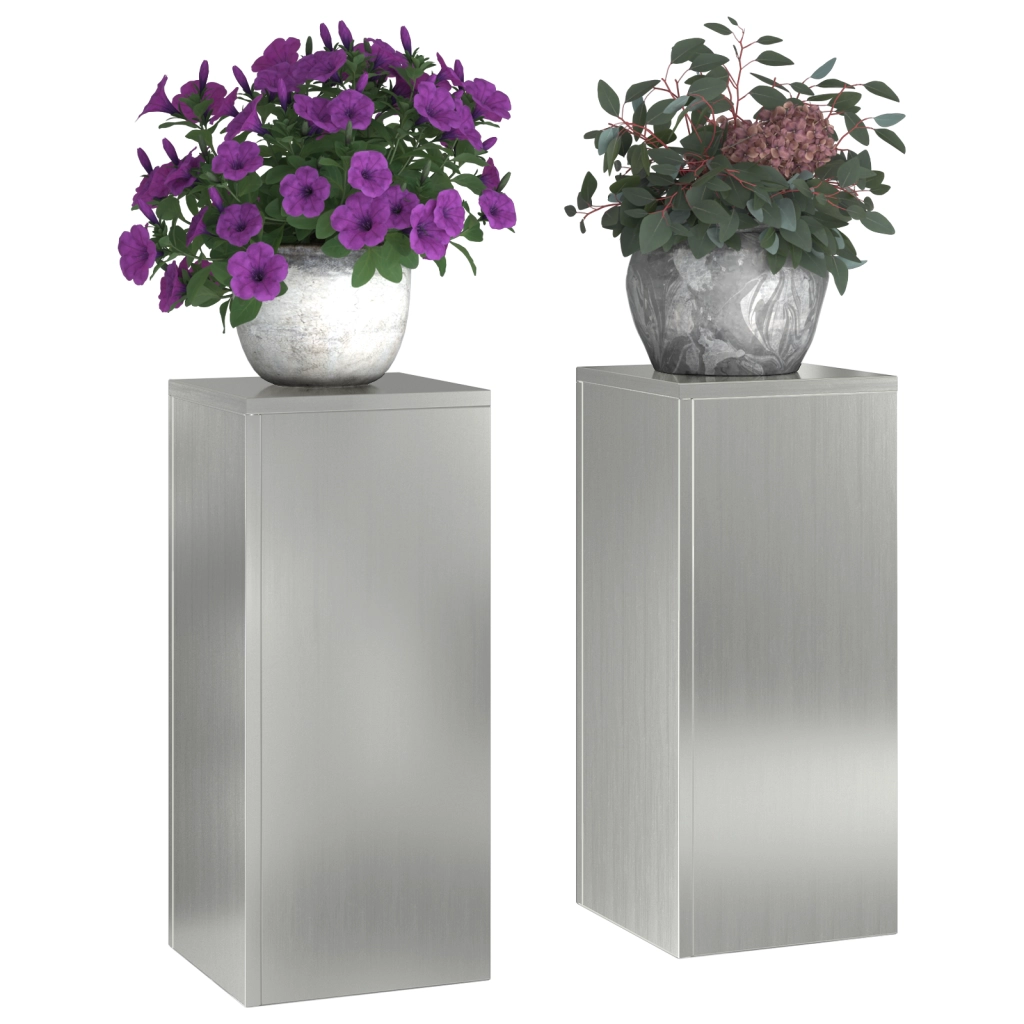 Supporti per Piante da Esterno Set 2 pz 24x24x55 cm Acciaio Zincato