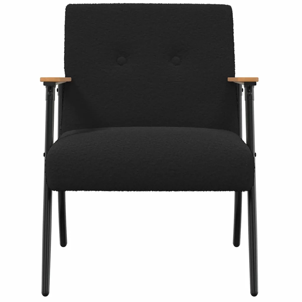 Divano Sedia-Poltrona-Poltroncina Nero Tessuto simile alla lana ricci