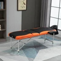 Lettino Massaggi Pieghevole, Portatile e Regolabile 185x60cm Nero e Arancione