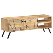 Mobile TV multimediale scaffale TV credenza mobile TV sala da pranzo soggiorno camera da letto 110 x 30 x 40 cm legno massello di mango beige 02_0025729