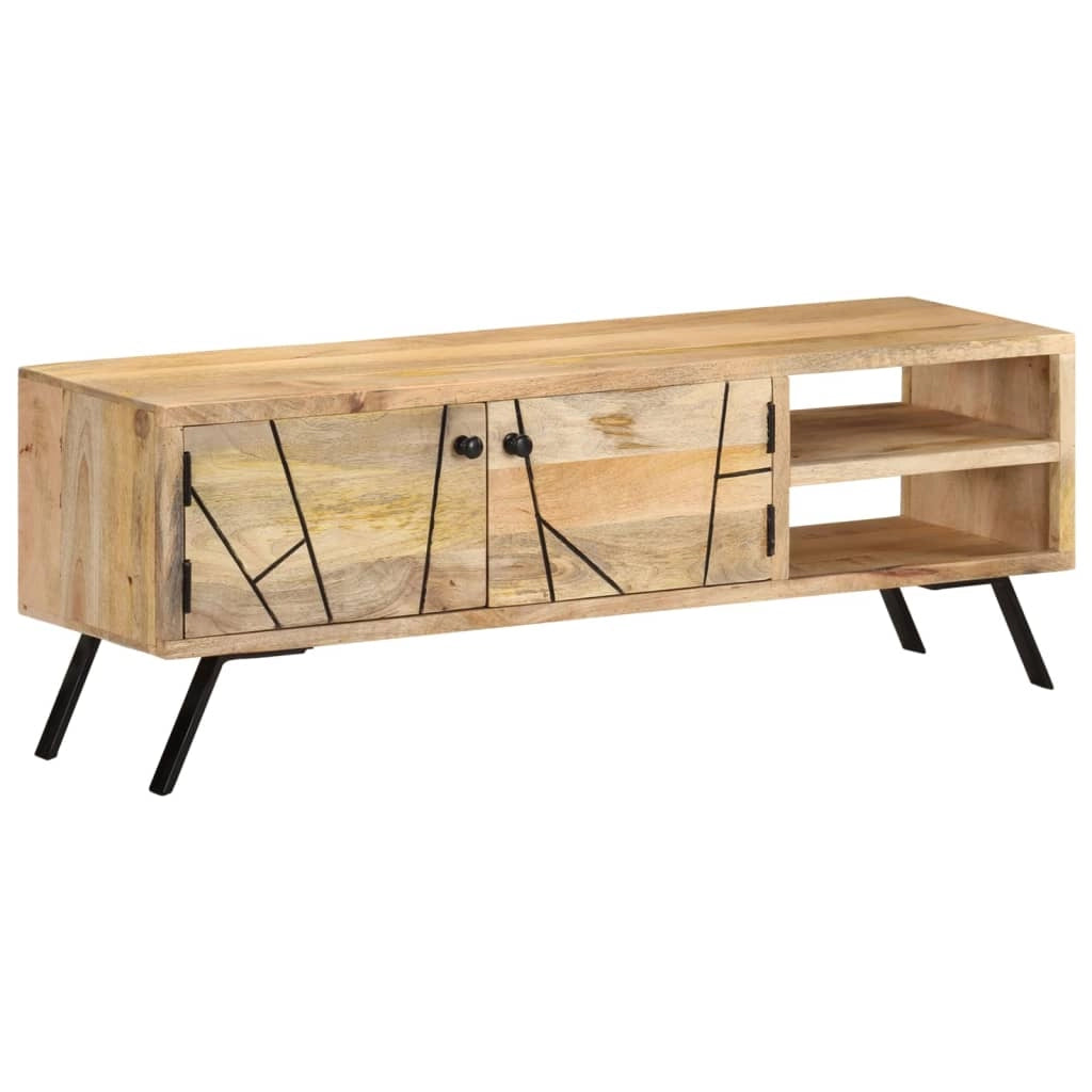 Mobile TV multimediale scaffale TV credenza mobile TV sala da pranzo soggiorno camera da letto 110 x 30 x 40 cm legno massello di mango beige 02_0025729
