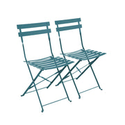 Set 2 sedie da giardino bistrot pieghevole in metallo, blu