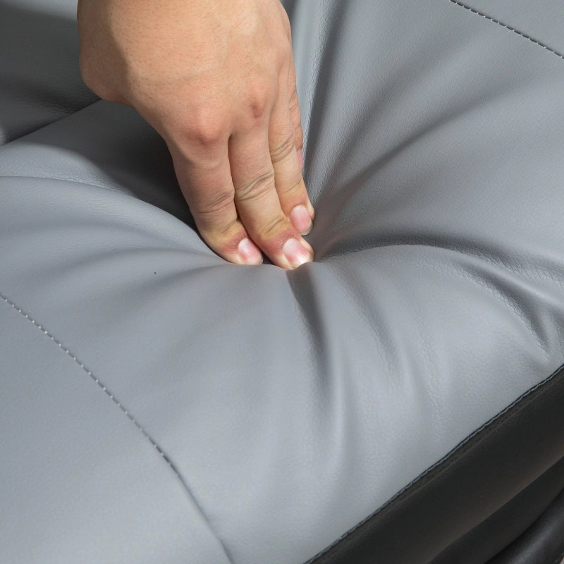 Sedia da ufficio ergonomica con schienale reclinabile e poggiapiedi estensibile, altezza regolabile in similpelle grigia
