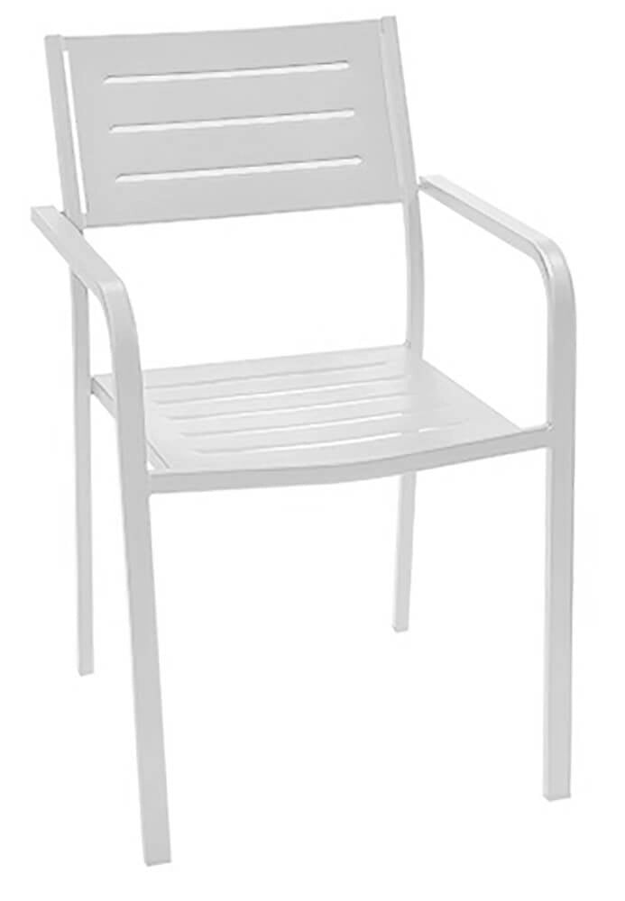Set 2 Sedie da Giardino 54x58x84 cm in Acciaio con Braccioli RD Italia Dorio Bianche