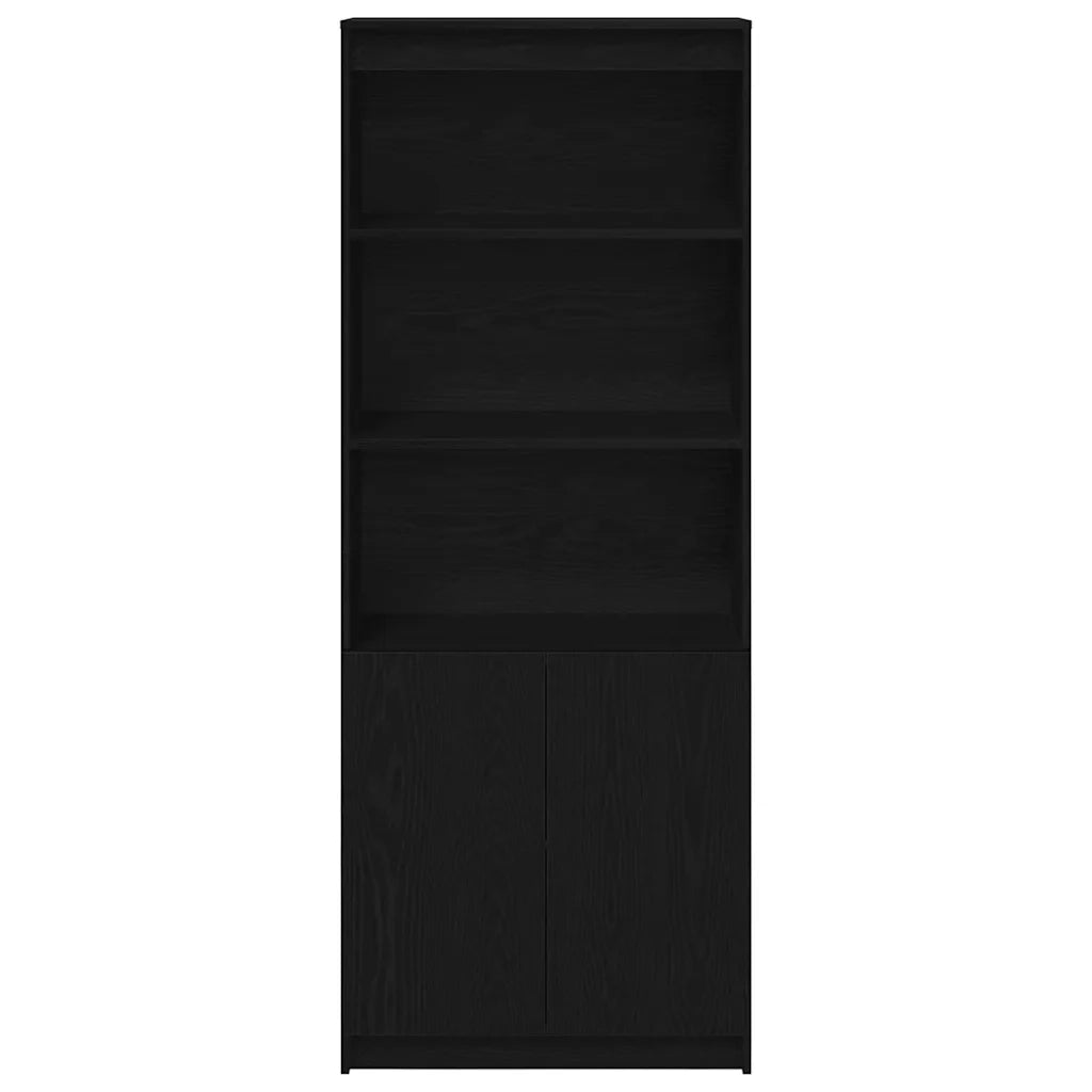 Credenza Rovere Nero 70x35x180 cm in Legno Multistrato 3328472