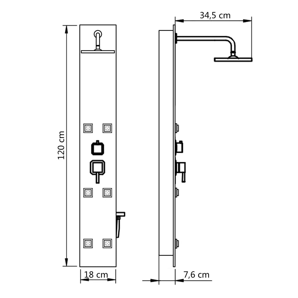 Pannello Doccia in Vetro 18x42,1x120 cm Nero 142991