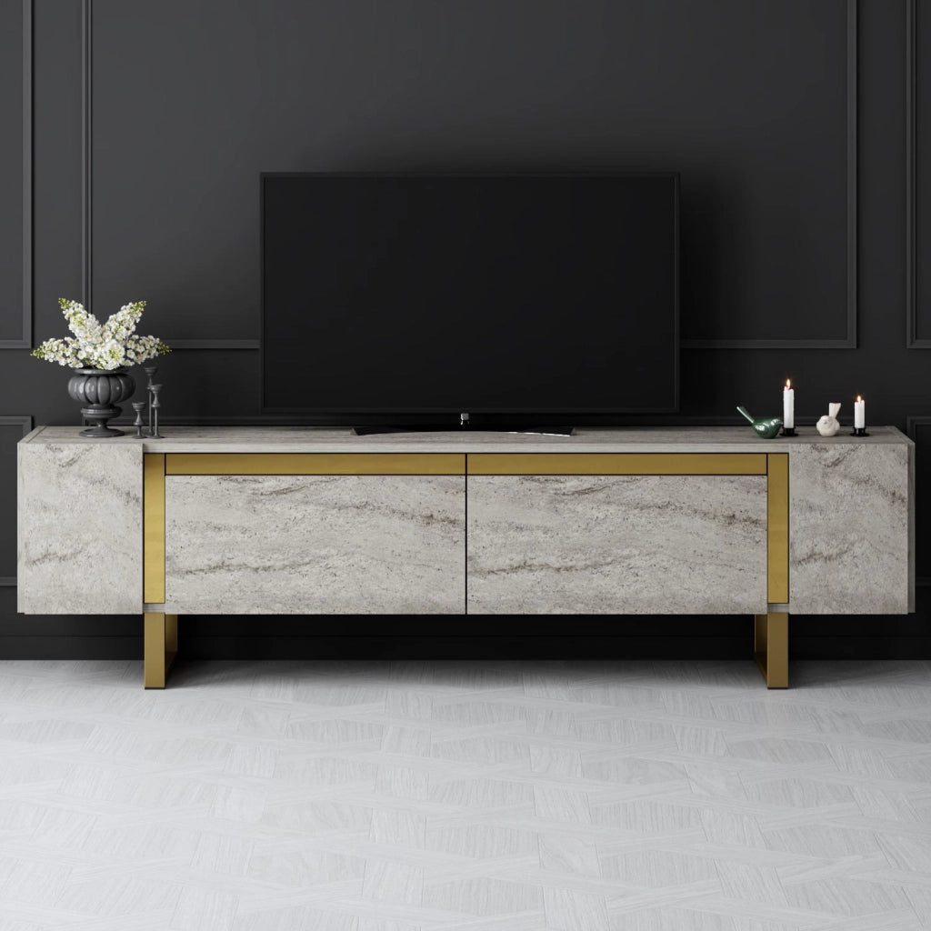Porta TV in legno "Yildiz" - 180 x 30 x 50 cm - TravertinOr