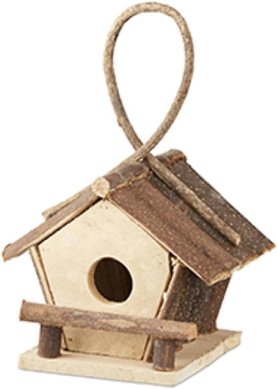 Casa per Uccelli con Corda per Appendere Decorazione Artigianale per Giardino di Balcone