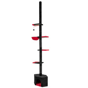 Tiragraffi gotico regolabile 245-300 cm con 5 livelli adatto a piccoli spazi realizzato in MDF nero e rosso 20_0017235