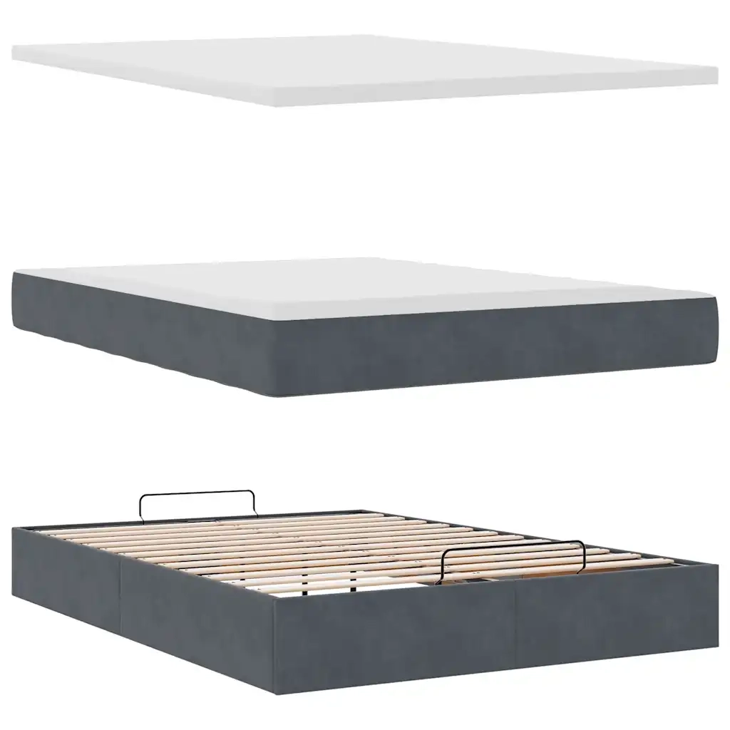 Struttura Letto Pouf con Materasso 140x200 cm in Velluto 3311190