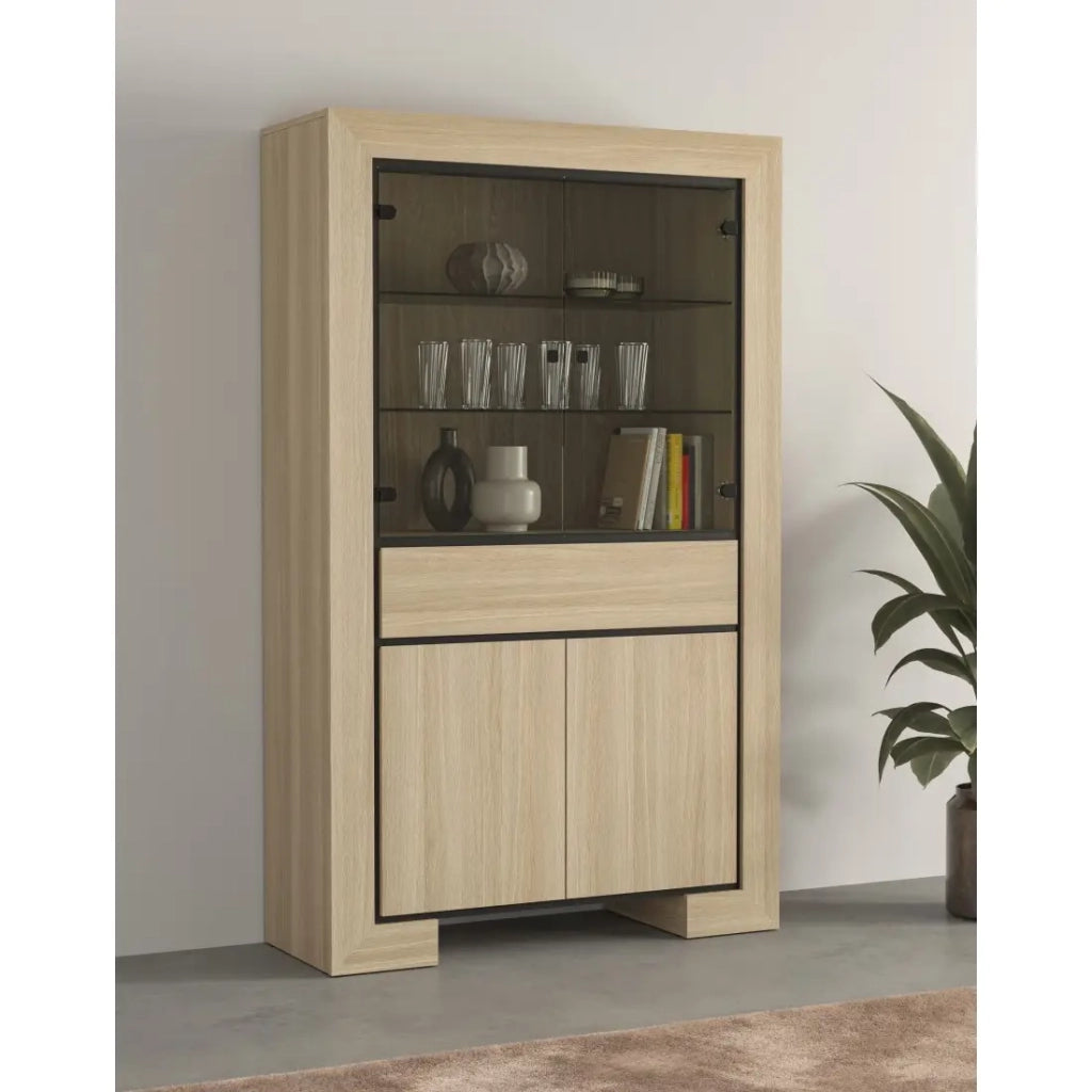 Vetrina ampia collezione COPA – 4 porte e 1 cassetto – Rovere elegante – Senza illuminazione LED