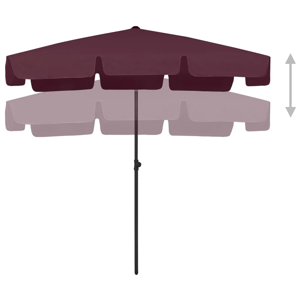 Ombrellone da Spiaggia Rosso Bordò 200x125 cm 314731