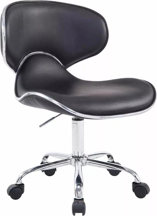 Sedia da Ufficio Esterno Una - Nero - Su Ruote - Pelle Finta - Sedia Ergonomica per Adulti - Regolabile in Altezza