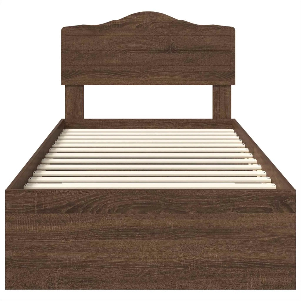 Struttura del letto con testiera Rovere Marrone 70 x 190 cm