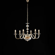 Lampadario oro con vetro e strass 56x77