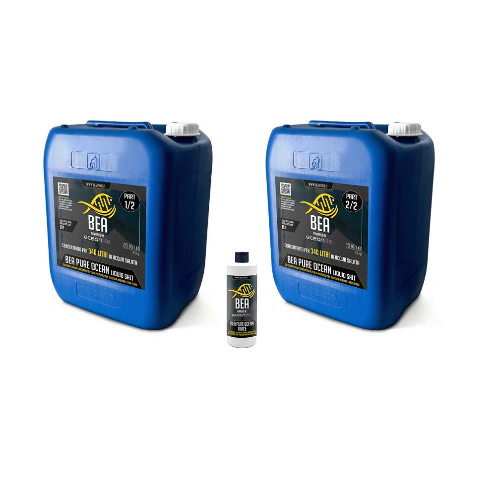 Bea Pure Ocean - Sale marino liquido di qualità farmaceutica Formato: Tanica #1 + Tanica #2 (2x20L) + Trace 340ml