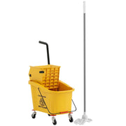 SECCHIO LAVAPAVIMENTI PROFESSIONALE 36L CON MOCIO STRIZZATORE RUOTE E MANICO 55X37X65 CM GIALLO