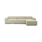 Divano fisso Asvaldo, Divano componibile a 4 posti con penisola destra, Made in Italy, SofÒ  moderno in tessuto, Cm 340x170h70, Beige