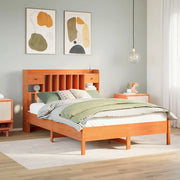 vidaXL Letto Libreria senza Materasso Marrone Cera 140x200 cm in Pino